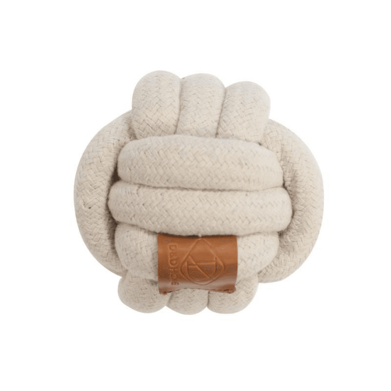 Hundeleke Tauknuteball Skip S Beige