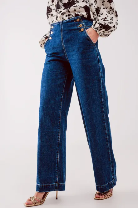 Hovedbilde Button Front Jean i Mid Blue