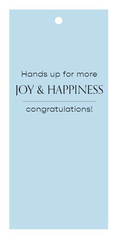 Etikett |Joy & happiness | Lys blå | Hvit kant